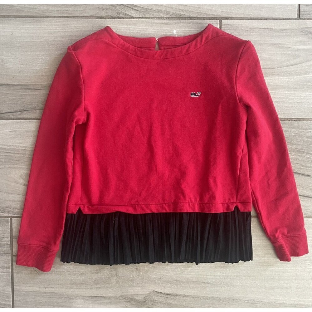 Girls Youth Vineyard Vines Top Shirt Size M Medium Long Sleeve Red Black